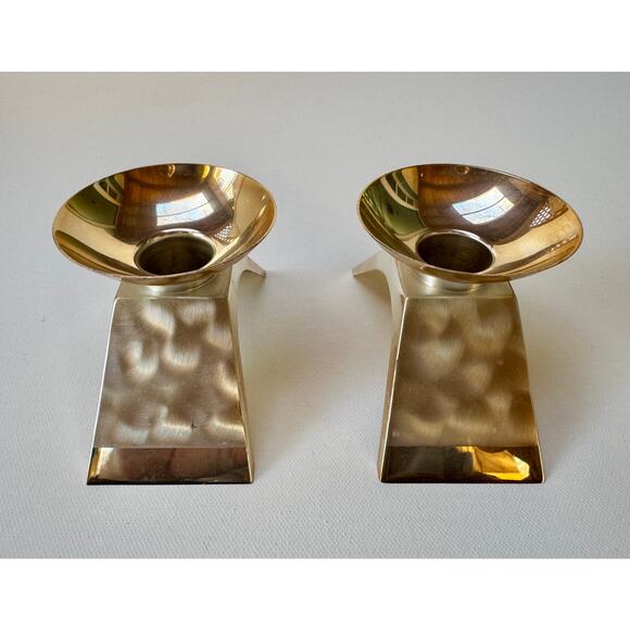 Vintage WMF Ikora Brass Candleholders – Sculptural Mid-Century Pair (Germany) - Picture 4 of 9